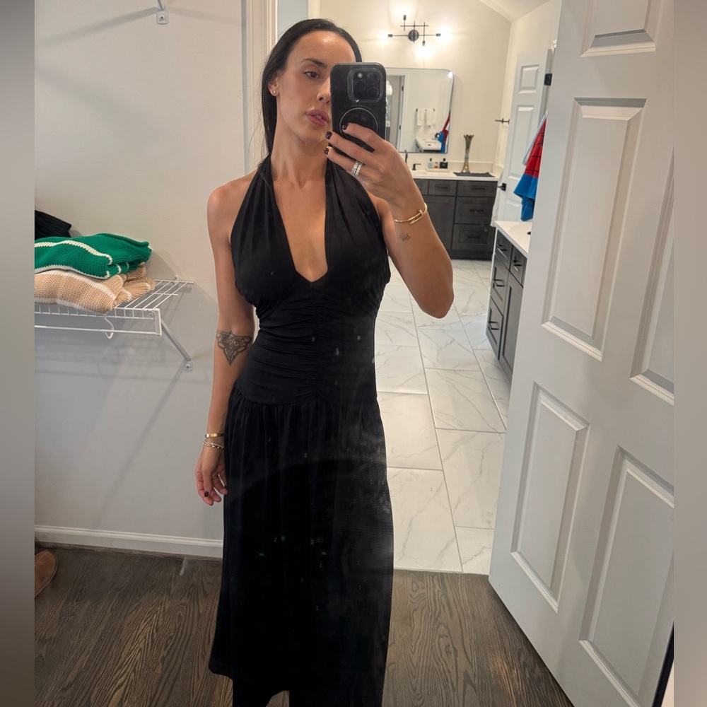 Elegant Black Halter Dress